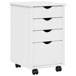 Cabinet mobil cu roata Alb 34 x 39 x 56 cm Lemn de pin masiv GartenMobel Dekor
