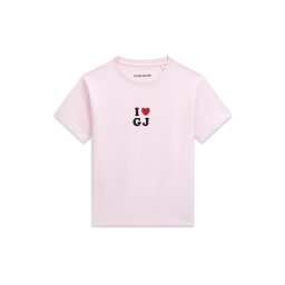 GUESS JEANS Tricou 'I LOVE GJ' mov prună / sângeriu / negru