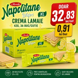 Bax Napolitane MORELLO XL cu Aromă de Lămâie 42 g – 36 Buc/Cutie