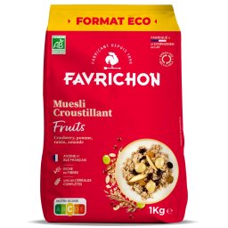 Muesli crocant BIO cu fructe(format economic) Favrichon