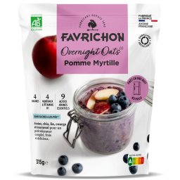 Cereale fara zahar BIO din ovaz, cu mar si afine(preparare peste noapte) Favrichon
