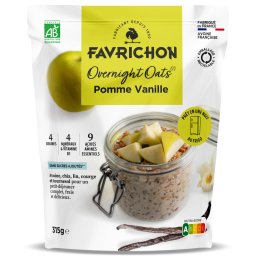Cereale fara zahar BIO din ovaz, cu mar si vanilie(preparare peste noapte) Favrichon