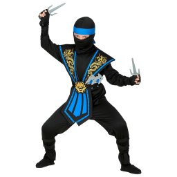 Costum ninja copii kombat albastru - 4 - 5 ani / 116cm