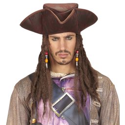 Palarie tricorn pirat cu dreaduri