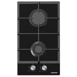 Plita pe gaz incorporabila Heinner HBH-M302FGBK, 2 arzatoare, Gratar fonta, Aprindere, 30 cm, Neagra