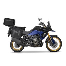 Set of SHAD TERRA TR40 adventure saddlebags and SHAD TERRA aluminium top case TR55 PURE BLACK, including mounting kit SHAD SUZUKI V-STROM 800 DE