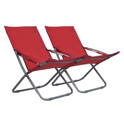 Scaune de plaja pliante, 2 buc., rosu, material textil GartenMobel Dekor