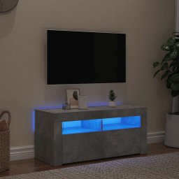 Comoda TV cu lumini LED, gri beton, 90x35x40 cm GartenMobel Dekor