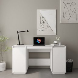 Birou, alb, 140x50x75 cm, lemn masiv de pin GartenMobel Dekor