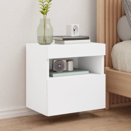 Comoda TV de perete cu lumini LED, alb, 40x30x40 cm GartenMobel Dekor