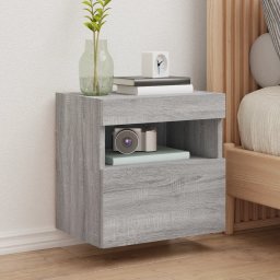 Comoda TV de perete cu lumini LED, gri sonoma, 40x30x40 cm GartenMobel Dekor