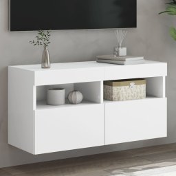 Comoda TV de perete cu lumini LED, alb, 80x30x40 cm GartenMobel Dekor