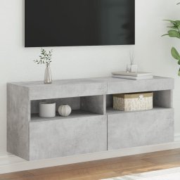 Comoda TV de perete cu lumini LED, gri beton, 100x30x40 cm GartenMobel Dekor