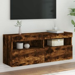 Comoda TV de perete cu lumini LED, stejar fumuriu, 100x30x40 cm GartenMobel Dekor