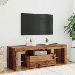Dulap TV cu lumini LED lemn vechi 120x36,5x40 cm lemn prelucrat GartenMobel Dekor