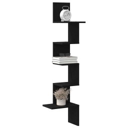 Raft de perete pentru colt, negru, 32x32x127,5 cm PAL GartenMobel Dekor