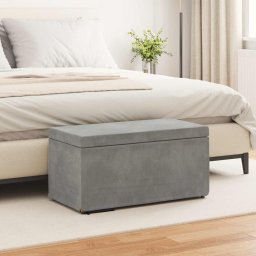 Taburet Gri deschis 81 x 41 x 40 cm Catifea si lemn stratificat GartenMobel Dekor