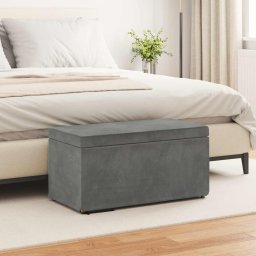 Taburet Gri închis 81 x 41 x 40 cm Catifea si lemn stratificat GartenMobel Dekor