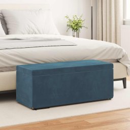 Taburet albastru 101 x 41 x 40 cm Catifea si lemn stratificat GartenMobel Dekor