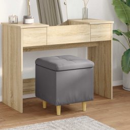 Ottomana de depozitare Gri 40 x 40 x 45 cm Piele artificiala GartenMobel Dekor