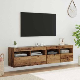 Dulapuri pentru TV Pe perete 2 pcs Lemn Vechi 80 x 30 x 40 cm GartenMobel Dekor