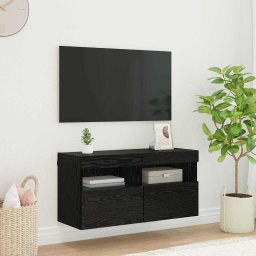 Dulap TV de perete Stejar Negru 80 x 30 x 40 cm Lemn compozit GartenMobel Dekor