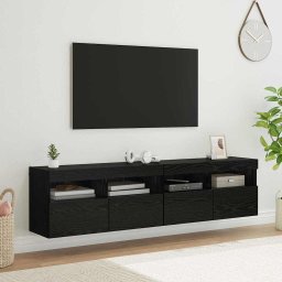 Dulapuri pentru TV Pe perete 2 pcs Stejar Negru 80 x 30 x 40 cm GartenMobel Dekor