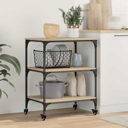 Troler de Bucatarie Stejar Sonoma 60 x 41 x 76 cm Lemn compozit GartenMobel Dekor