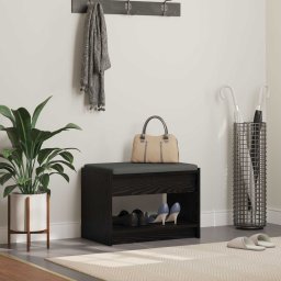 Banca pentru hol cu perna cu raft Stejar Negru 63 x 38 x 45 cm GartenMobel Dekor