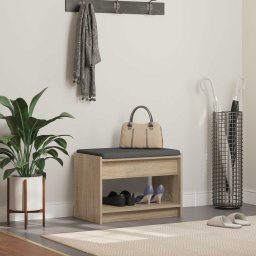 Banca pentru hol cu perna cu raft Stejar Sonoma 63 x 38 x 45 cm GartenMobel Dekor