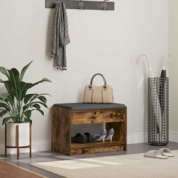 Banca pentru hol cu perna cu raft Stejar Afumat 63 x 38 x 45 cm GartenMobel Dekor