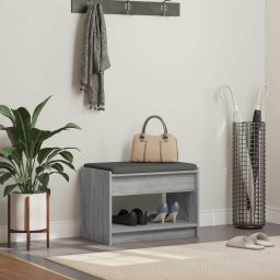 Banca pentru hol cu perna cu raft Sonoma gri 63 x 38 x 45 cm GartenMobel Dekor