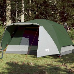 Cort de camping cu veranda 4 persoane, verde, impermeabil GartenMobel Dekor