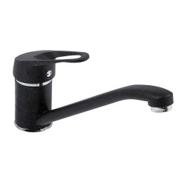 Baterie de bucatarie Ecostone neagra, monocomanda, pipa mobila 226 mm