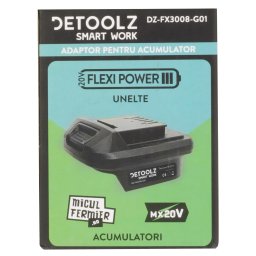 Adaptor Detoolz pentru acumulator Micul Fermier, compatibil Makita LXT, FlexiPower 20V