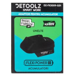 Adaptor Detoolz pentru acumulator FlexiPower 20V la unelte Micul Fermier, compatibil Makita LXT