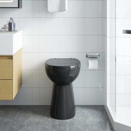 Toaleta fara bord 7 cm înaltime suplimentara închidere usoara ceramica neagra GartenMobel Dekor