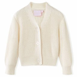 Cardigan pentru copii tricotat, alb zapada, 104 GartenMobel Dekor