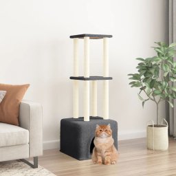 Ansamblu pisici cu stalpi din funie sisal, gri închis, 133,5 cm GartenMobel Dekor