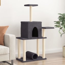 Ansamblu pisici cu stalpi din funie sisal, gri închis, 122 cm GartenMobel Dekor