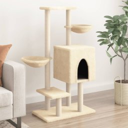 Ansamblu pisici cu stalpi de zgariere, crem, 117 cm, sisal GartenMobel Dekor