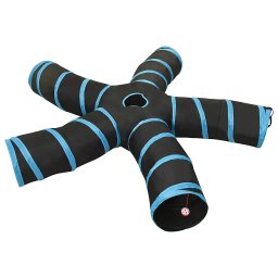 Tunel pentru pisici 5 cai, negru si albastru, 25 cm, poliester GartenMobel Dekor