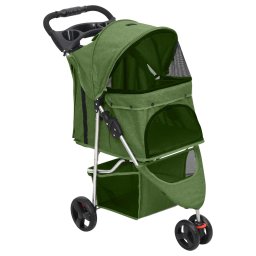 Carucior pliabil pentru caini verde 80x46x98 cm tesatura Oxford GartenMobel Dekor