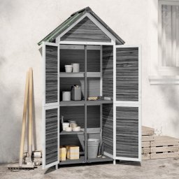 Magazie de unelte de gradina gri 89x52,5x175 cm lemn masiv pin GartenMobel Dekor