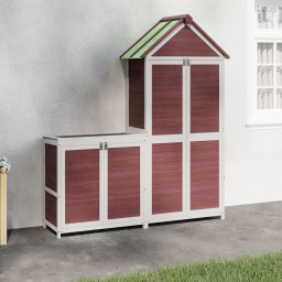 Set magazie de unelte de gradina 2 piese cafeniu lemn masiv pin GartenMobel Dekor