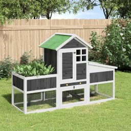 Cusca pentru iepuri gri 170x63x113 cm lemn masiv de pin GartenMobel Dekor