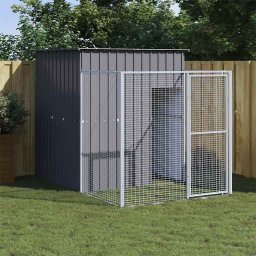 Cusca caine cu tarc antracit 165x251x181 cm otel galvanizat GartenMobel Dekor