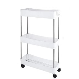 Carucior ingust de depozitare cu 3 niveluri si roti 40 × 13 × 63 cm