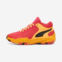 Ghete de baschet PUMA Court Pro roșu-galben Copii