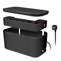 PRELUNGITOR LOGILINK, Schuko x 5, conectare prin Schuko (T), cutie management cabluri, 16 A, 2xUSB-A, 1xUSB-C, protectie IP20, negru, LPS282U (timbru verde 2 lei)